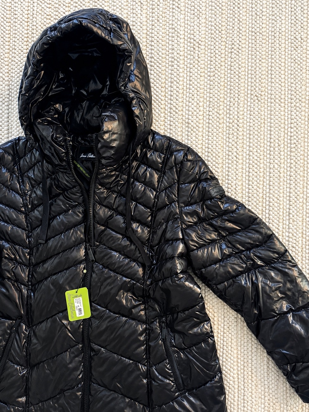 Sam Edelman Long Hooded Puffer Coat Removable Hood Black XXL NWT - Picture 9 of 12
